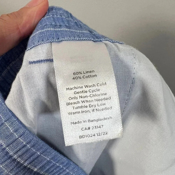 Talbots Cropped Wide Leg Pants Size XL Petite Linen Blend Blue Stripes Vacation - Picture 8 of 8